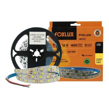 Imagem de Fita Led Foxlux Smd Ip20 9w 3000k 12v 5m