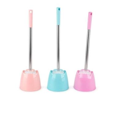 Imagem de 3 Escova Sanitária Doméstico Plástica Limpeza 43 cm Higiene Banheiro E