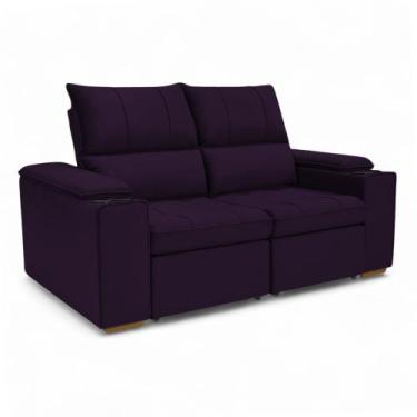 Imagem de Sofá Retrátil Reclinável 2 Lugares 1,90m Boni Veludo Roxo - Loja Sheep