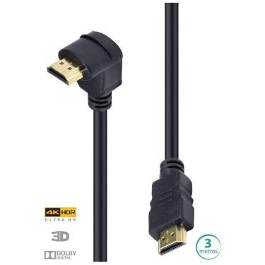 Imagem de Cabo Hdmi 2.0 4k Ultra Hd 3d Conexao Ethernet Com 01 Conector 90o 3 Metros - H2090-3