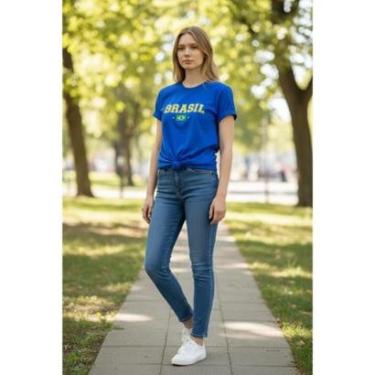 Imagem de Camiseta Feminina T Shirt Dia a Dia Estampada Brasil Copa Malha Algodão do P ao G1-Feminino