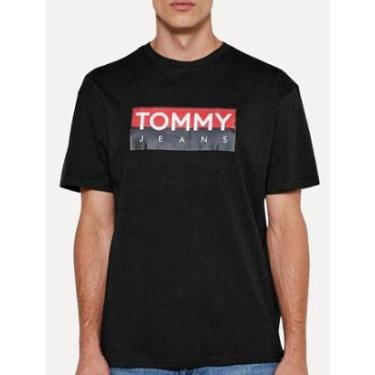 Imagem de Camiseta Tommy Jeans Masculina Regular Entire Logo Preto-Masculino