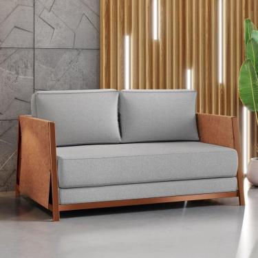 Imagem de Sofá Cama 2 Lugares M-09 Mais Decor Cobre/Linho Cinza