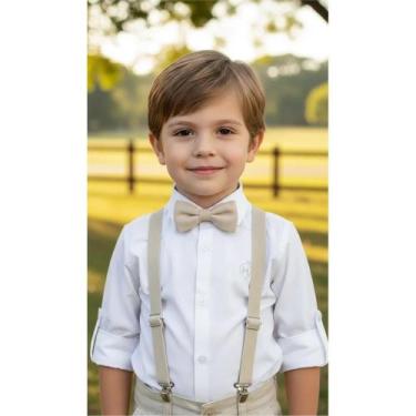 Imagem de Gravata & Suspensório Infantil Bege: Look Social Elegante - Congratula