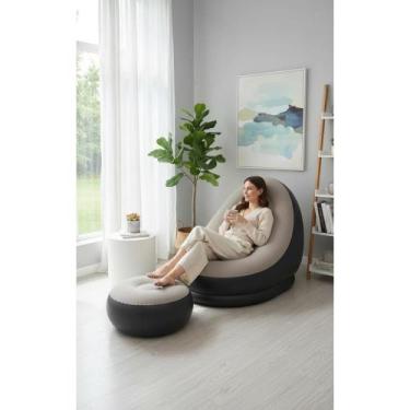 Imagem de Poltrona Inflável Confortável c/ Puff: Relax Total Marrom - Congratula