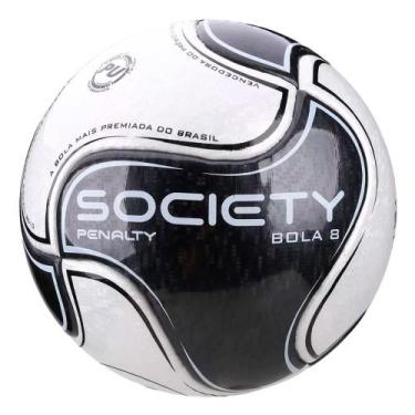 Imagem de Bola de Futebol Society Penalty 8X Branco e Preto, UN