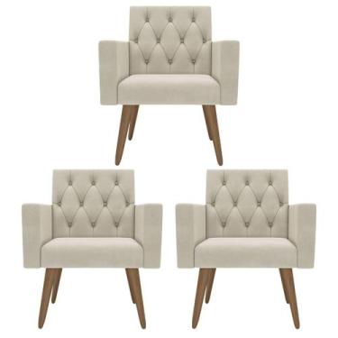 Imagem de Kit 3 Poltronas Capitonê Confortáveis Loja Recepção Sala - Móveis Mafe