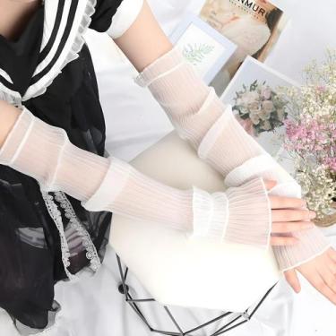 Imagem de Luvas Femininas Longas Sem Dedos Para Primavera/Verão, Proteção UV, Ma