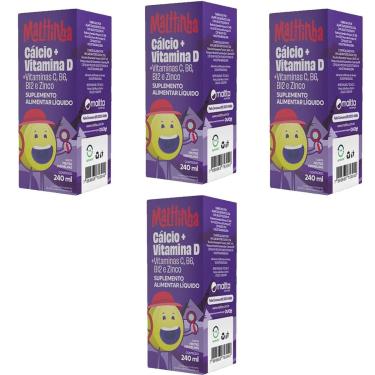 Imagem de Kit 4x Cálcio + Vitamina D 4x240ml Sabor Frutas Vermelhas Malttinha Maltta-Unissex