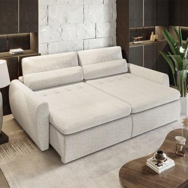 Imagem de Sofá Cama Orgânico Multifuncional Charlie 2,10m com Almofadas Soltas Conforto Anatômico Off White