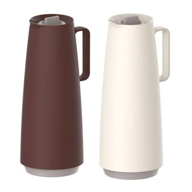 Imagem de Garrafa Térmica Exata em Plástico 1 Litro Ampola Vidro Corta Pingos Embutido Tramontina