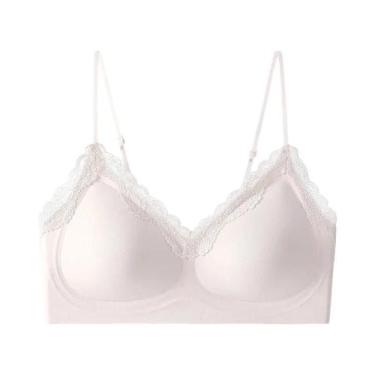 Imagem de Sutiã Feminino Sem Costura De Renda Fino Para Seios Pequenos Com Alça 
