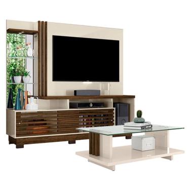 Imagem de Estante Home Theater com Pés e Mesa de Centro Frizz Plus Off White Savana – Madetec