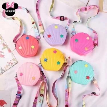 Imagem de Bolsa Infantil OEM Concha em Silicone 12cm X 12cm X 3cm Rosa para Criança