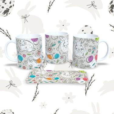 Imagem de Caneca de Porcelana Páscoa 36 Decorada 325ML para Bebidas Quentes e Frias Compatível co...