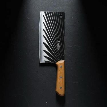Imagem de Cutelo Inox Profissional 30cm Cabo de Madeira Faca de Carne - TOP RIO