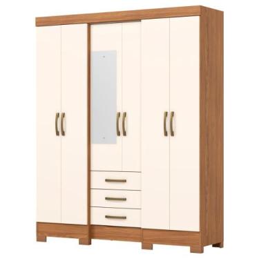 Imagem de Guarda Roupa Casal 6 Portas 3 Gavetas 163 cm B23 Nature Off White Briz