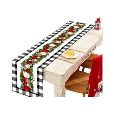 Imagem de Caminho De Mesa Xadrez Buffalo Para Natal, Decoração De Mesa De Natal,