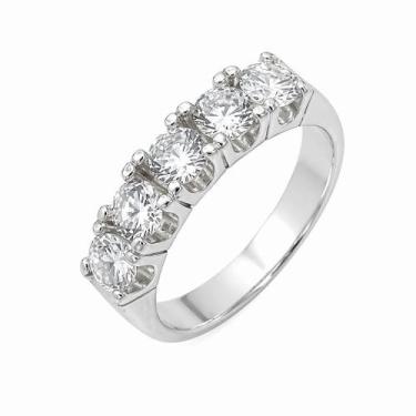 Imagem de Anel em Prata 925 Meia Aliança com Zircônias - Joia Elegante - Justino