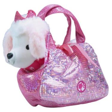 Imagem de Barbie Pelúcia Na Bolsinha Rosa Cachorro Branco F0056-8F - Fun