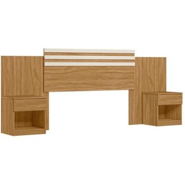 Imagem de Mesa de Cabeceira Dhara 51cm 2 Gavetas Linha Cômoda Freijó Off White M