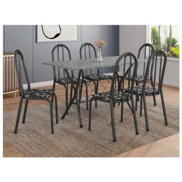 Imagem de Mesa de Jantar 6 Cadeiras Retangular Preta Artefamol Ravena, Preto