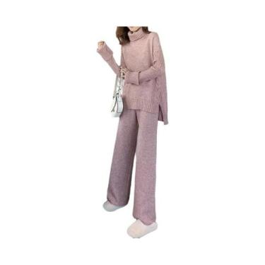 Imagem de Conjunto De Moletom Feminino De Outono Inverno Com Suéter De Gola Alta