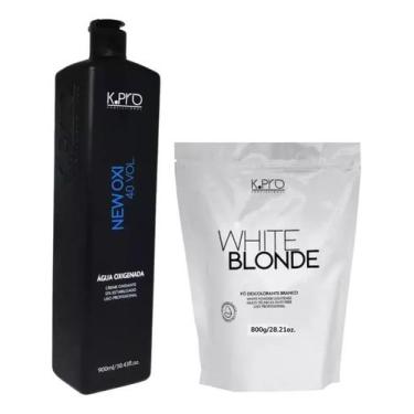 Imagem de Kit pó descolorante white blond 800gr + água oxigenada 900ml - kpro, 4