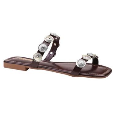 Imagem de Sandália Rasteirinha Casual Feminino Akazzo 237NE Marsala, 35