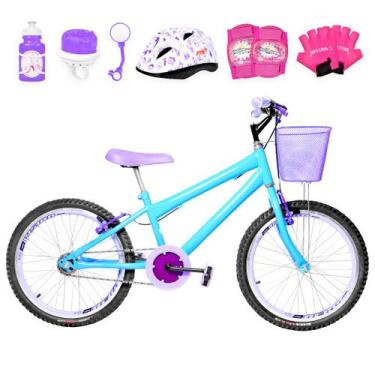 Imagem de Bicicleta Infantil Feminina Aro 20 Aero + Kit Proteção - FlexBikes, Az