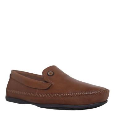 Imagem de Mocassim Masculino Calce Facil Conforto Couro Pegada 140771, Pinhão, 4