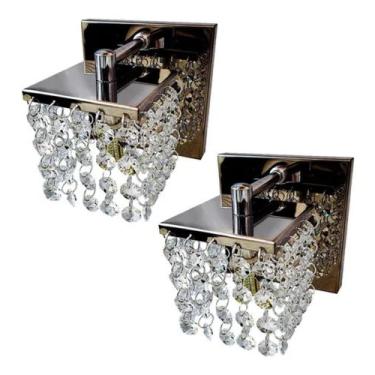 Imagem de Kit 2 Arandelas Original Cristais Legitimo Inox Iluminar espaços - Lum