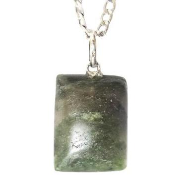 Imagem de Colar Retângulo Pedra Epidoto no Quartzo Natural Prata 950 - Cristaisd