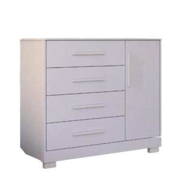 Imagem de Cômoda Infantil Charlô Peroba Branco 100% Mdf 1 Porta Lisa