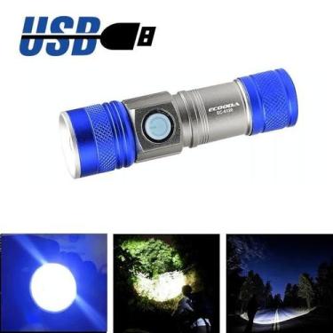 Imagem de Lanterna Tática Usb Led T6 Foco Luz Flash Ideal Para Montanhismo Trilh