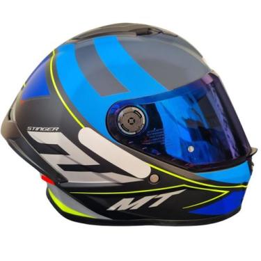 Imagem de Capacete Moto Fechado Mt Stinger 2  Poun B6 Fosco + Vis Azul - Mt Helm