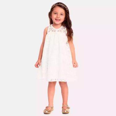 Imagem de Vestido Infantil Menina Tule Bordado Milon, Off white, 4