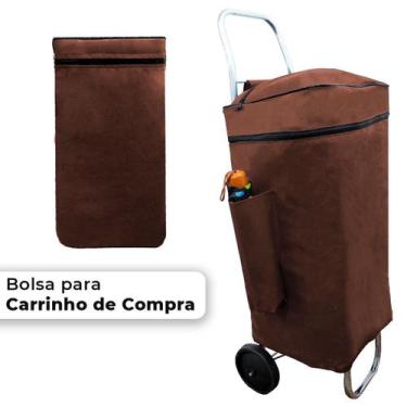 Imagem de Bolsa De Carrinho De Feira Marrom Mochila Transporte Para Compras Carg