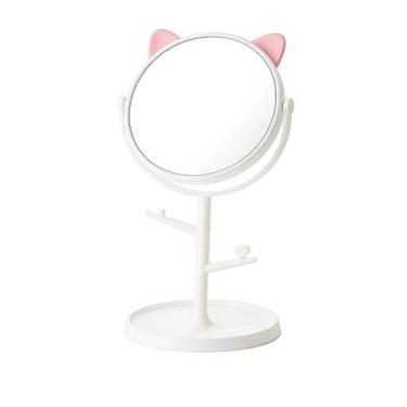 Imagem de Espelho Mesa Maquiagem Gatinho com Ganchos e Base Porta Jóia - Interpo