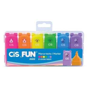 Imagem de Caneta Marca Texto CIS FUN Mini Neon 6 Cores Estojo - Sertic