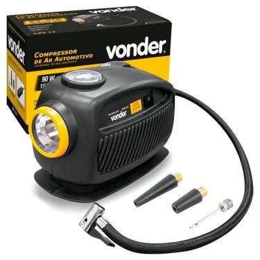 Imagem de Mini Compressor de Ar CAV12 12V para Pneus de Carro Moto e Bike com Manômetro e Lanterna de LED Vonder