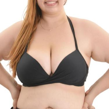 Imagem de Top Biquini Torcido Amarração Bojo Aro Plus Size Arsiè, 50, Preto