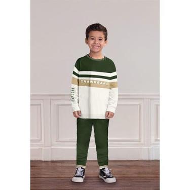 Imagem de Conjunto Moletom Infantil Menino Lettering Milon 2000829, 10, Verde