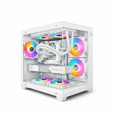 Imagem de Gabinete Gamer ARVEX Lunaria White Aquario MID Tower Lateral e Frontal