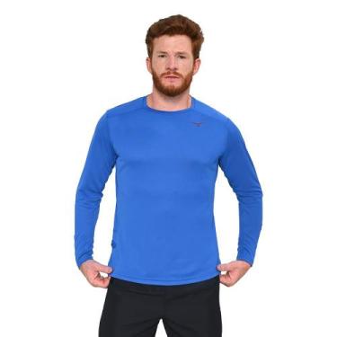 Imagem de Camiseta de Treino Mizuno Two Loops 88 LS Masculina, G, Azul