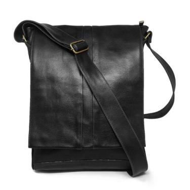 Imagem de Bolsa Carteiro de Couro Masculina Tony - Relicário, Preto