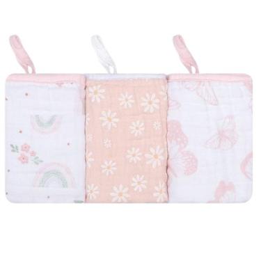 Imagem de PANINHO DE BOCA SOFT 40X 40Cm KIT C/03 Un COM PRENDEDOR DE CHUPETA PAR