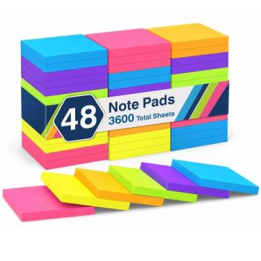 Imagem de Blocos de notas adesivas WeLiu 3x3 polegadas, 48 blocos, 6 cores