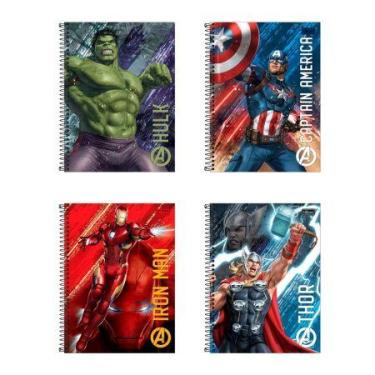 Imagem de Caderno espiral capa dura universitário 1x1 80 folhas Os Vingadores - 