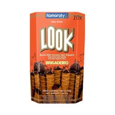 Imagem de Kit C/ 10 Biscoito Stick Wafer Recheado Look 55g, 10x Brigadeiro